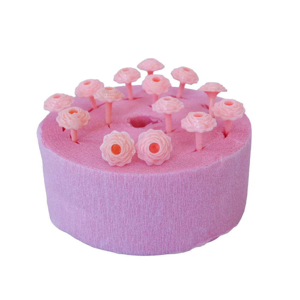 VTG Set of 14 Floral Rose Cake Toppers Candle Holders Retro MCM Birthday Decor